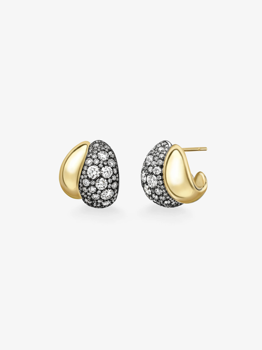 Rush Hour Diamond & Yellow Gold Double Take Earrings View 2