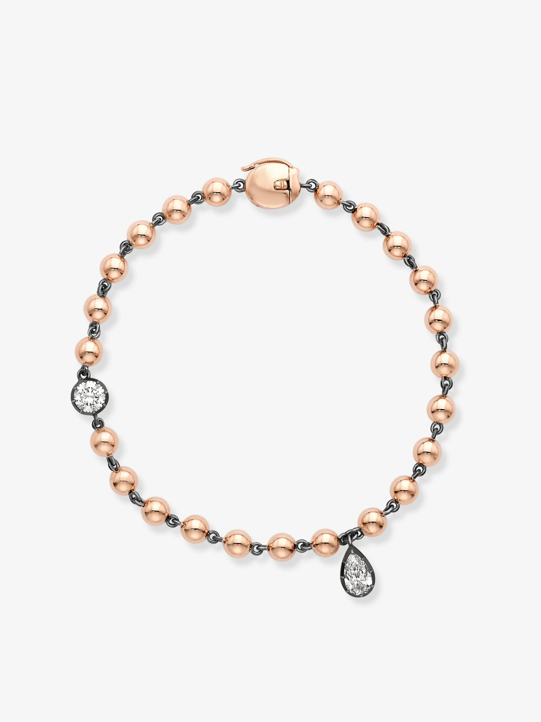 Ball n Chain Rose Gold Multi Diamond Bracelet View 1