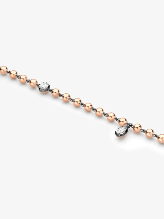 Ball n Chain Rose Gold Multi Diamond Bracelet View 2