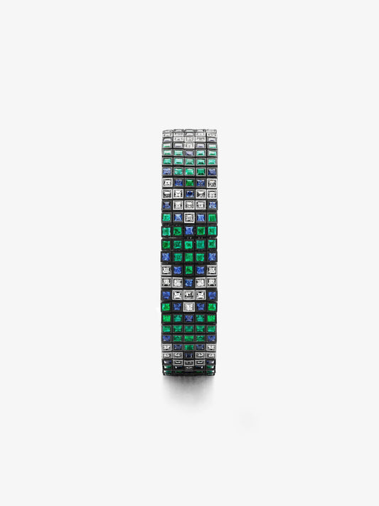 Tapestry Emerald, Diamond & Sapphire Chevron Bracelet View 2