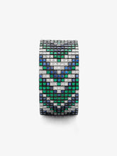 Tapestry Wide Emerald, Diamond & Sapphire Chevron Bracelet