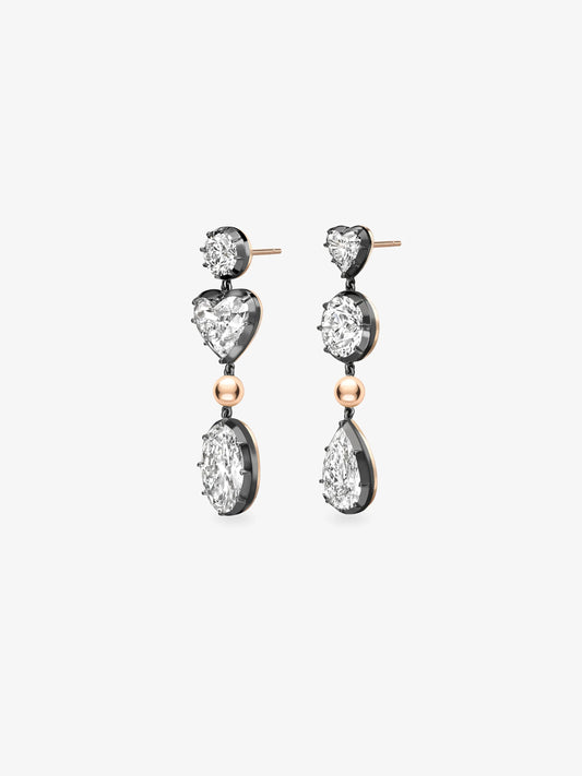 Ball n Chain Multi-Shape Diamond Earrings View 2