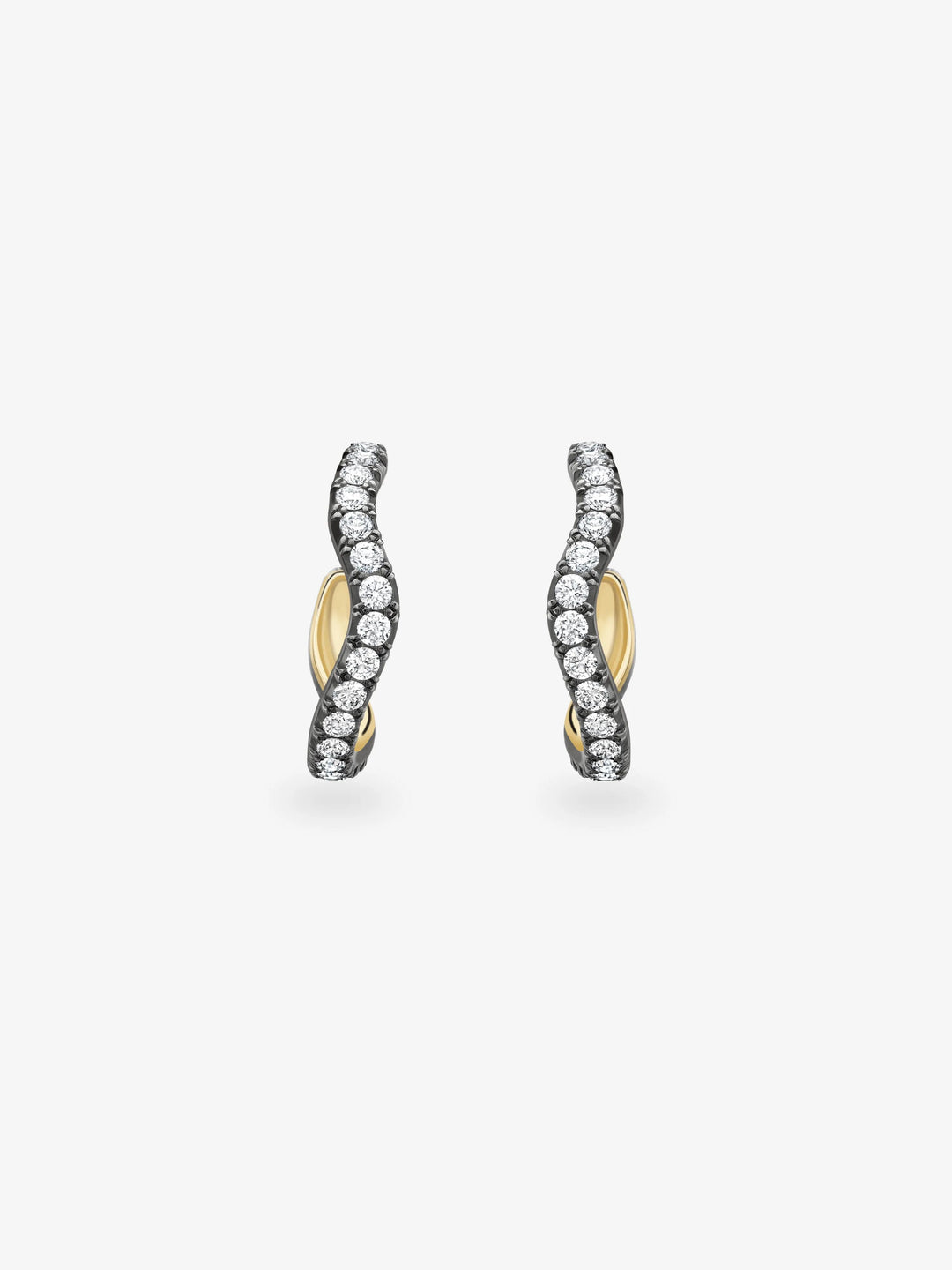 Carmela Diamond & Blackened Gold Spaghetti Hoop Earrings