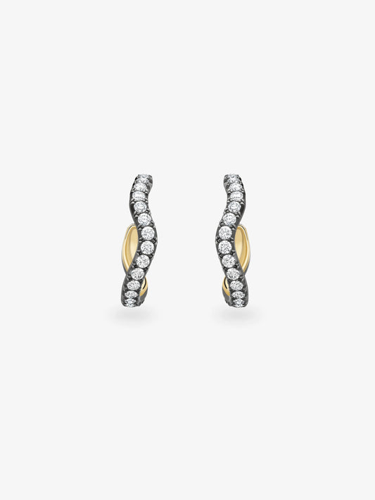 Carmela Diamond & Blackened Gold Spaghetti Hoop Earrings