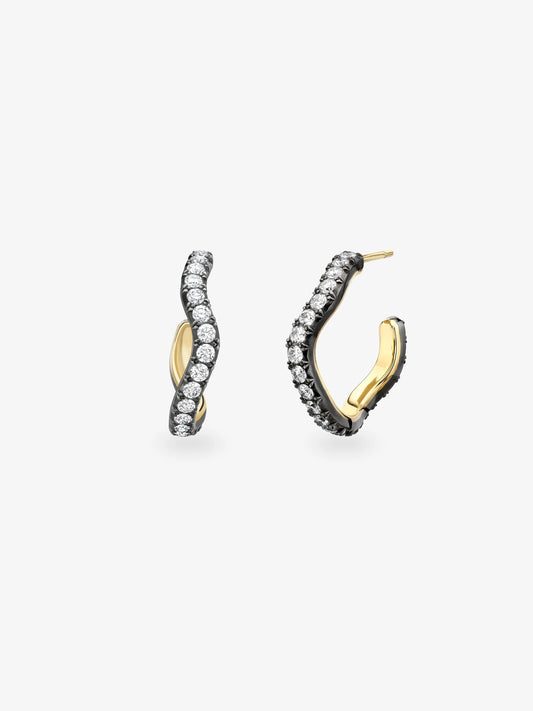 Carmela Diamond & Blackened Gold Spaghetti Hoop Earrings