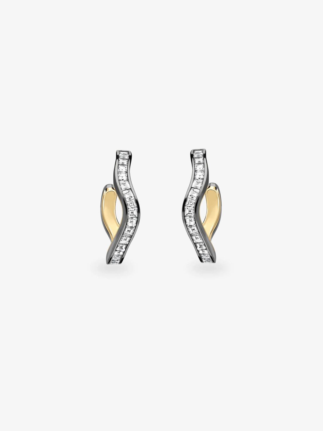 Carmela Carré-Cut Diamond & Blackened Gold Spaghetti Hoop Earrings