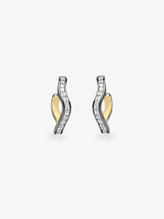 Carmela Carré-Cut Diamond & Blackened Gold Spaghetti Hoop Earrings