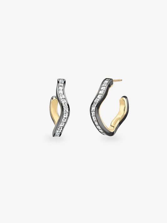 Carmela Carré-Cut Diamond & Blackened Gold Spaghetti Hoop Earrings