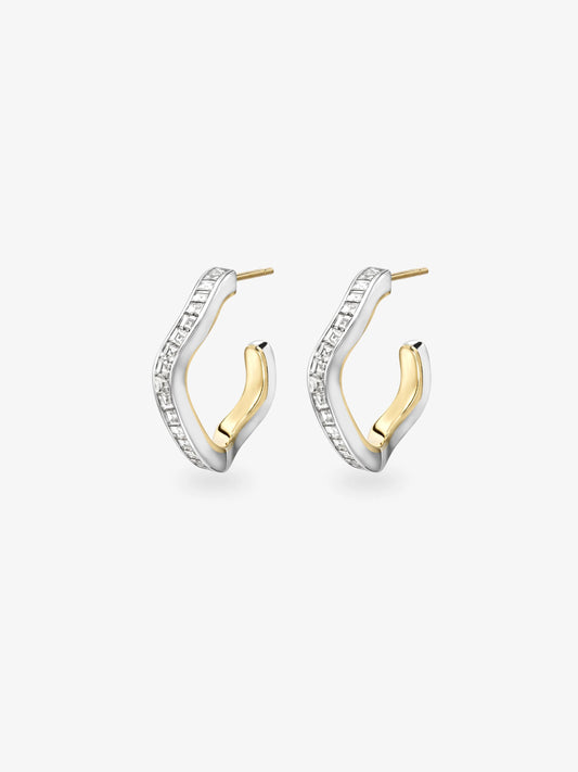 Carmela Carré-Cut Diamond & White Gold Spaghetti Hoop Earrings View 2