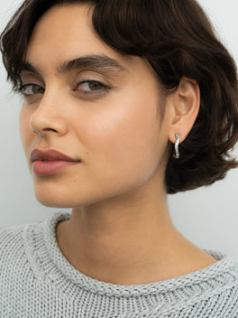 Carmela Carré-Cut Diamond & White Gold Spaghetti Hoop Earrings