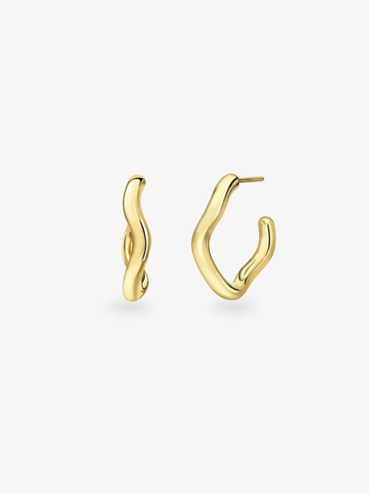 Carmela Gold Spaghetti Hoop Earrings View 2