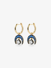 Crescent Moon Sapphire & Blackened Gold Gypset Hoop Earrings