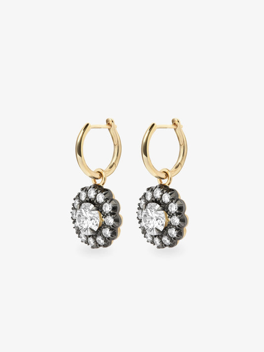 Daisy Diamond & Blackened Gold Gypset Hoop Earrings