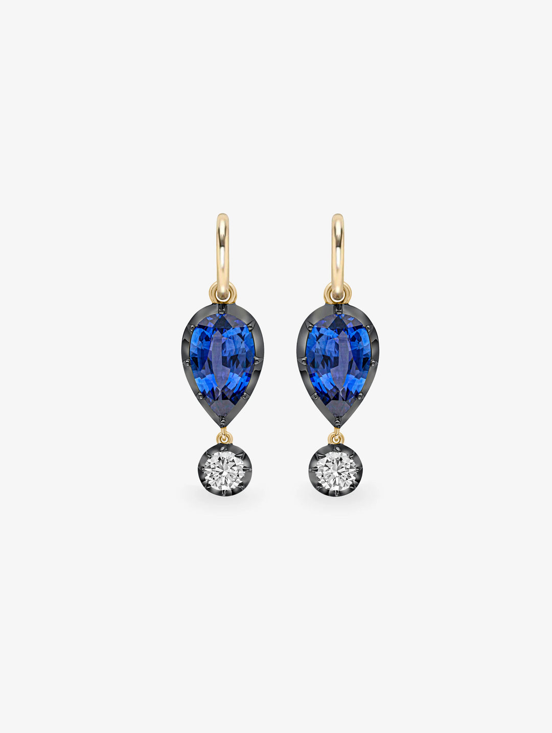 Pear-Shaped Sapphire & Diamond Gypset Hoop Earrings View 1