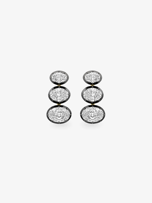 Stacked Oval Diamond Earrings