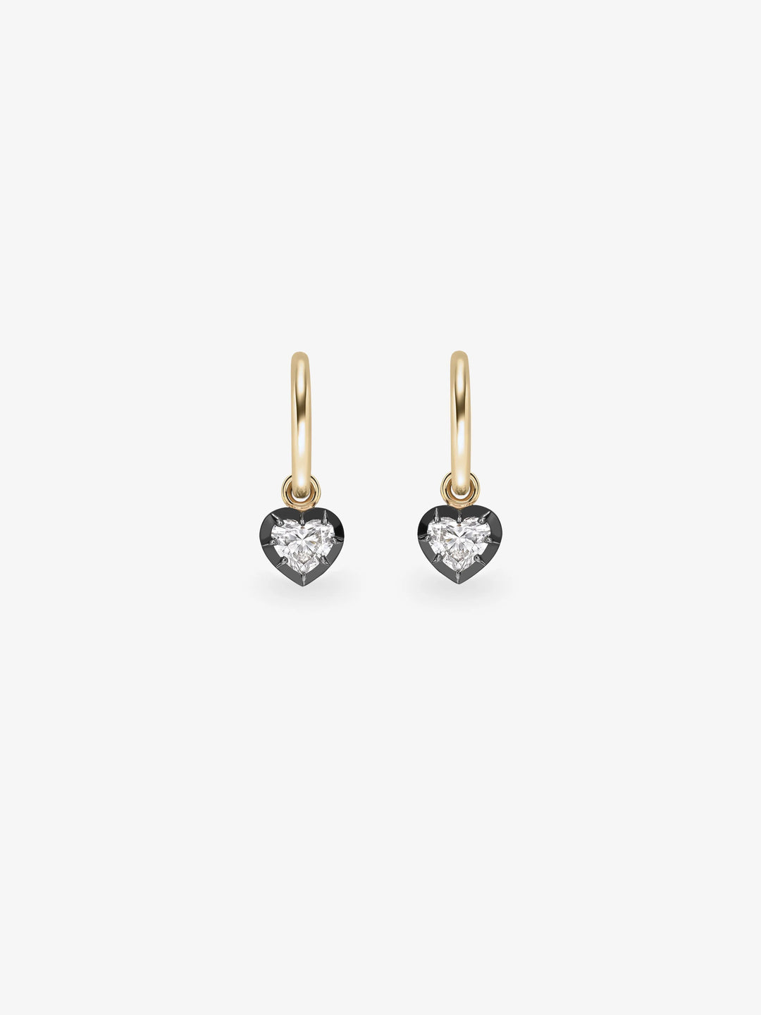 0.30ct Heart-Shaped Diamond & Blackened Gold Gypset Hoop Earrings View 1