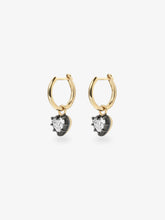 0.30ct Heart-Shaped Diamond & Blackened Gold Gypset Hoop Earrings