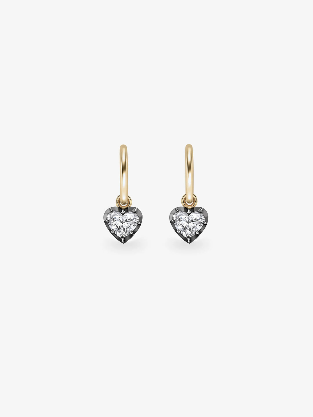 0.50ct Heart-Shaped Diamond & Blackened Gold Gypset Hoop Earrings