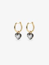 0.50ct Heart-Shaped Diamond & Blackened Gold Gypset Hoop Earrings