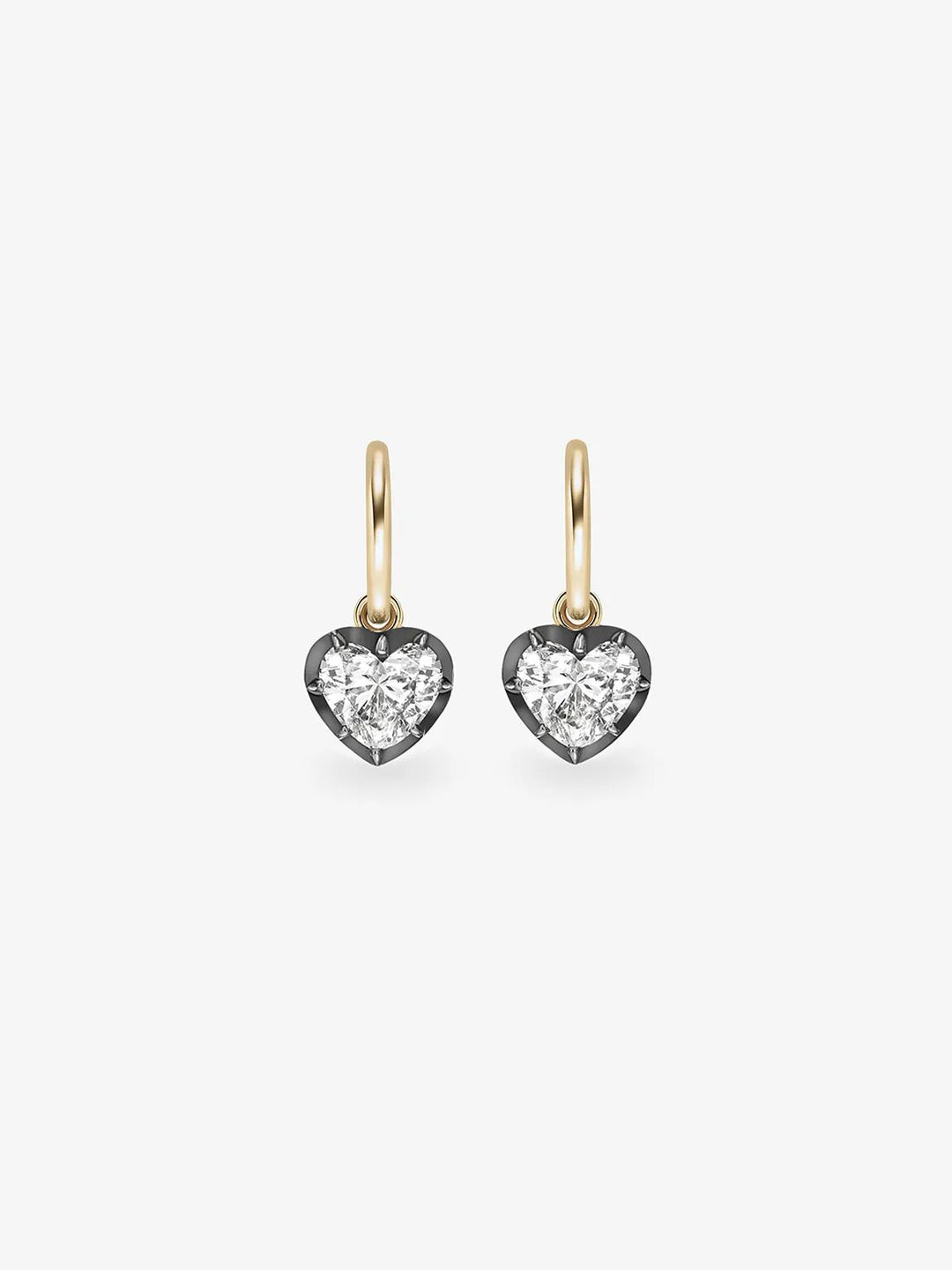 1ct Heart-Shaped Diamond & Blackened Gold Gypset Hoop Earrings View 1