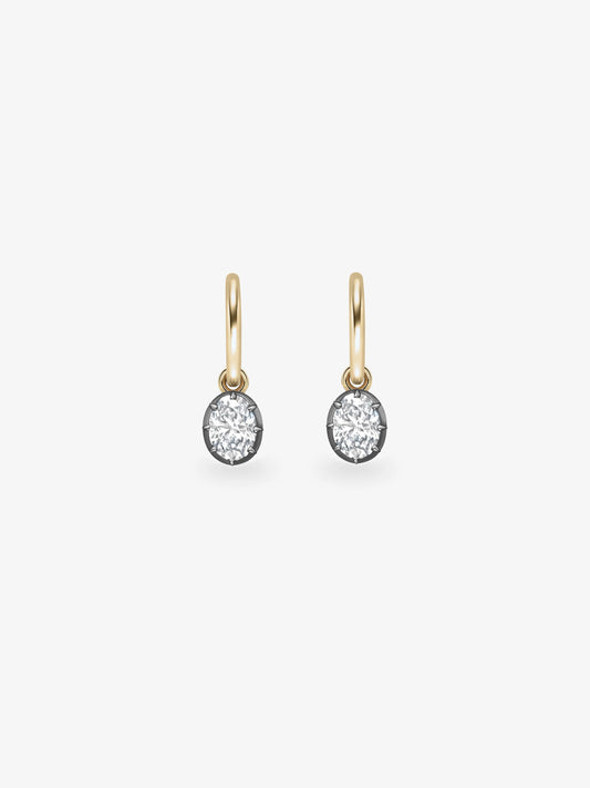 0.50ct Oval Diamond & Blackened Gold Gypset Hoop Earrings