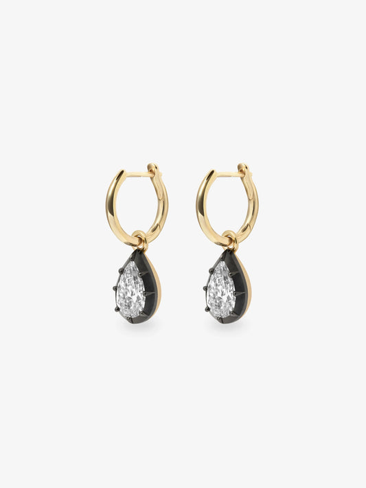 0.70ct Pear-Shaped Diamond & Blackened White Gold Gypset Hoop Earrings