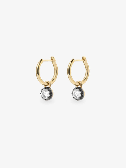 0.20ct Diamond & Blackened Gold Gypset Hoop Earrings