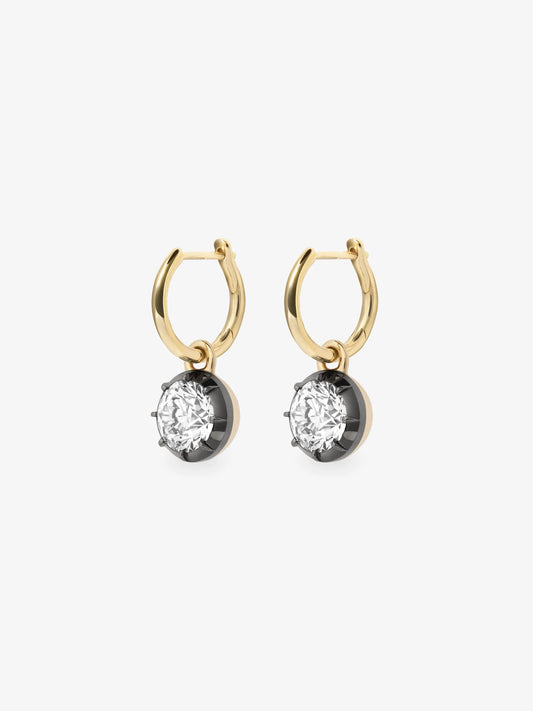 0.70ct Diamond & Blackened Gold Gypset Hoop Earrings