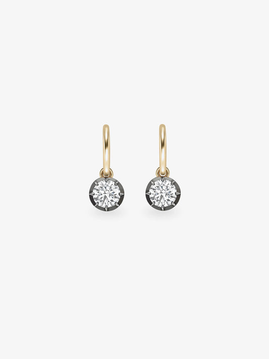 0.90ct Diamond & Blackened Gold Gypset Hoop Earrings