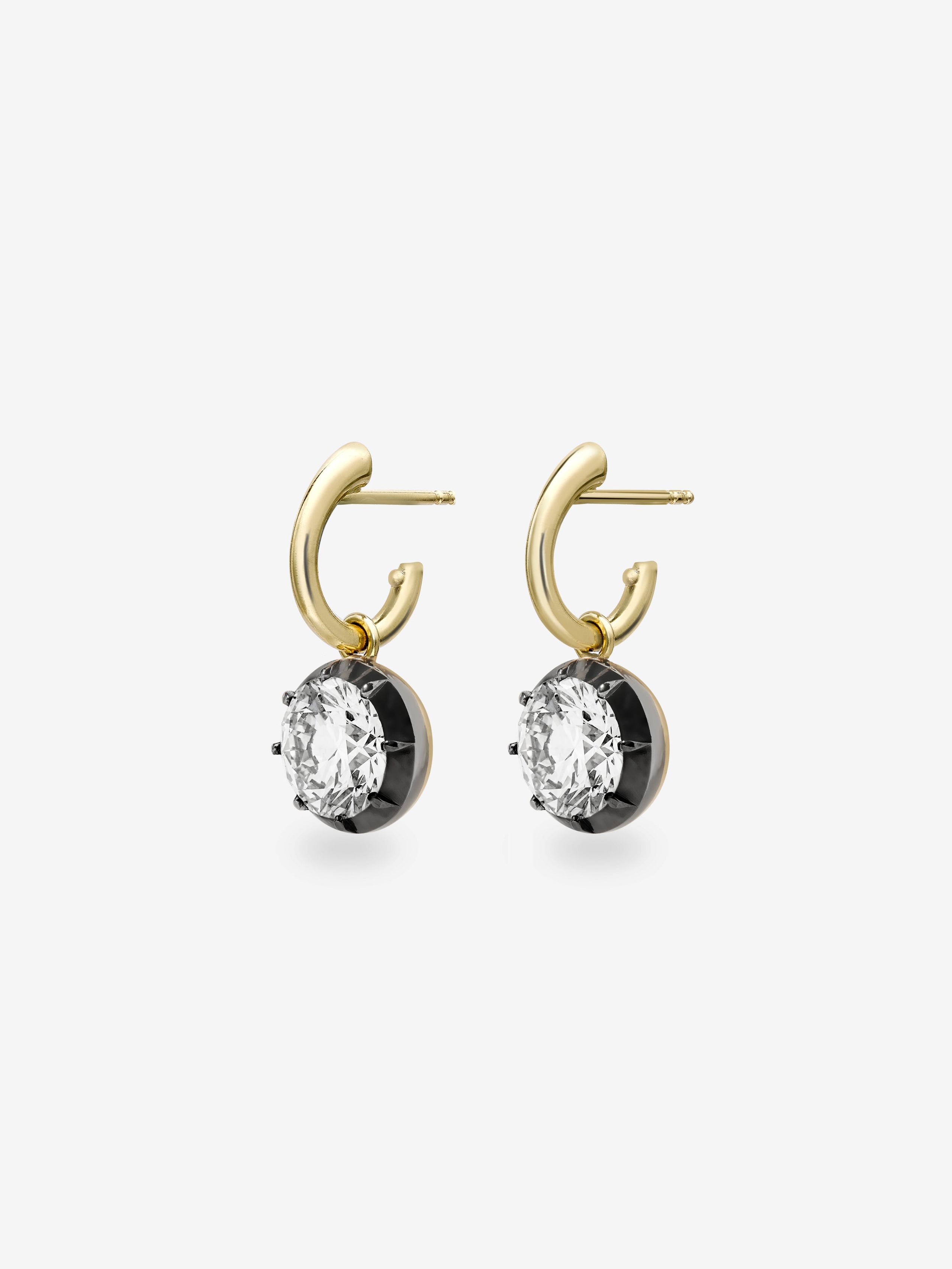 1.50ct Diamond & Blackened Gold Gypset Hoop Earrings View 2