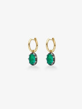 1.10ct Oval Emerald & Blackened Gold Gypset Hoop Earrings