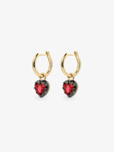 0.50ct Heart-Shaped Ruby & Blackened Gold Gypset Hoop Earrings