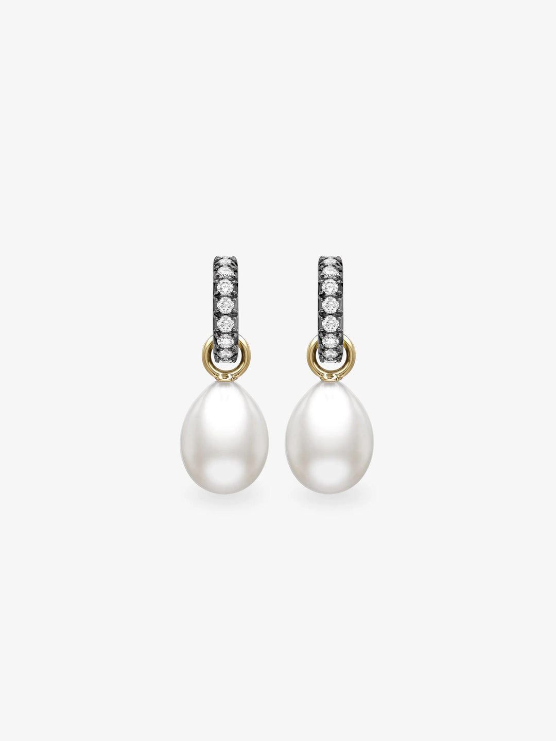 Diamond & Pearl Cut-Down Hoop Earrings