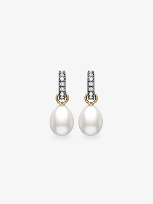 Diamond & Pearl Cut-Down Hoop Earrings