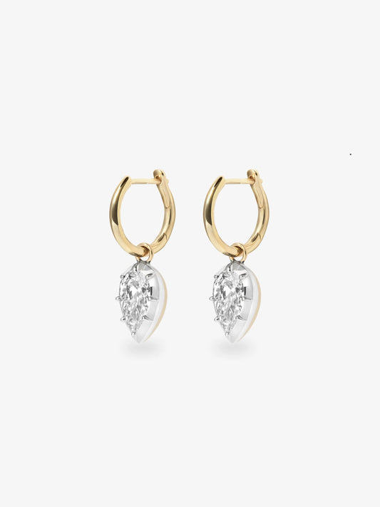 0.70ct Pear-Shaped Diamond & White Gold Gypset Hoop Earrings