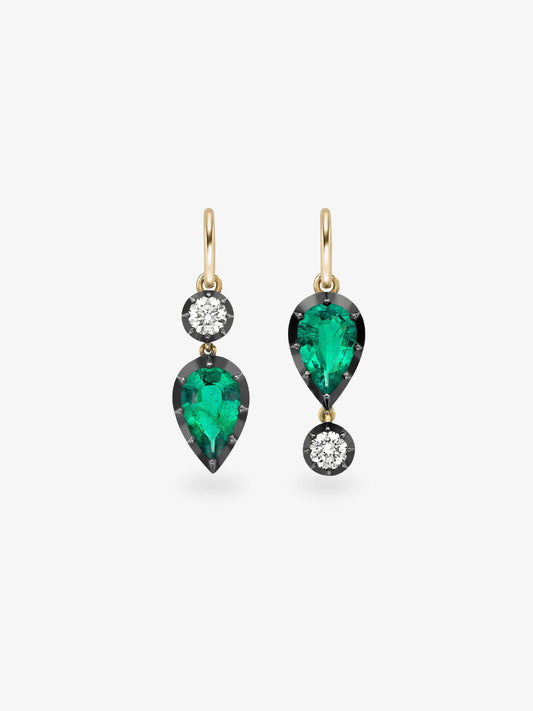 Pear-Shaped Emerald & Diamond Gypset Hoop Earrings