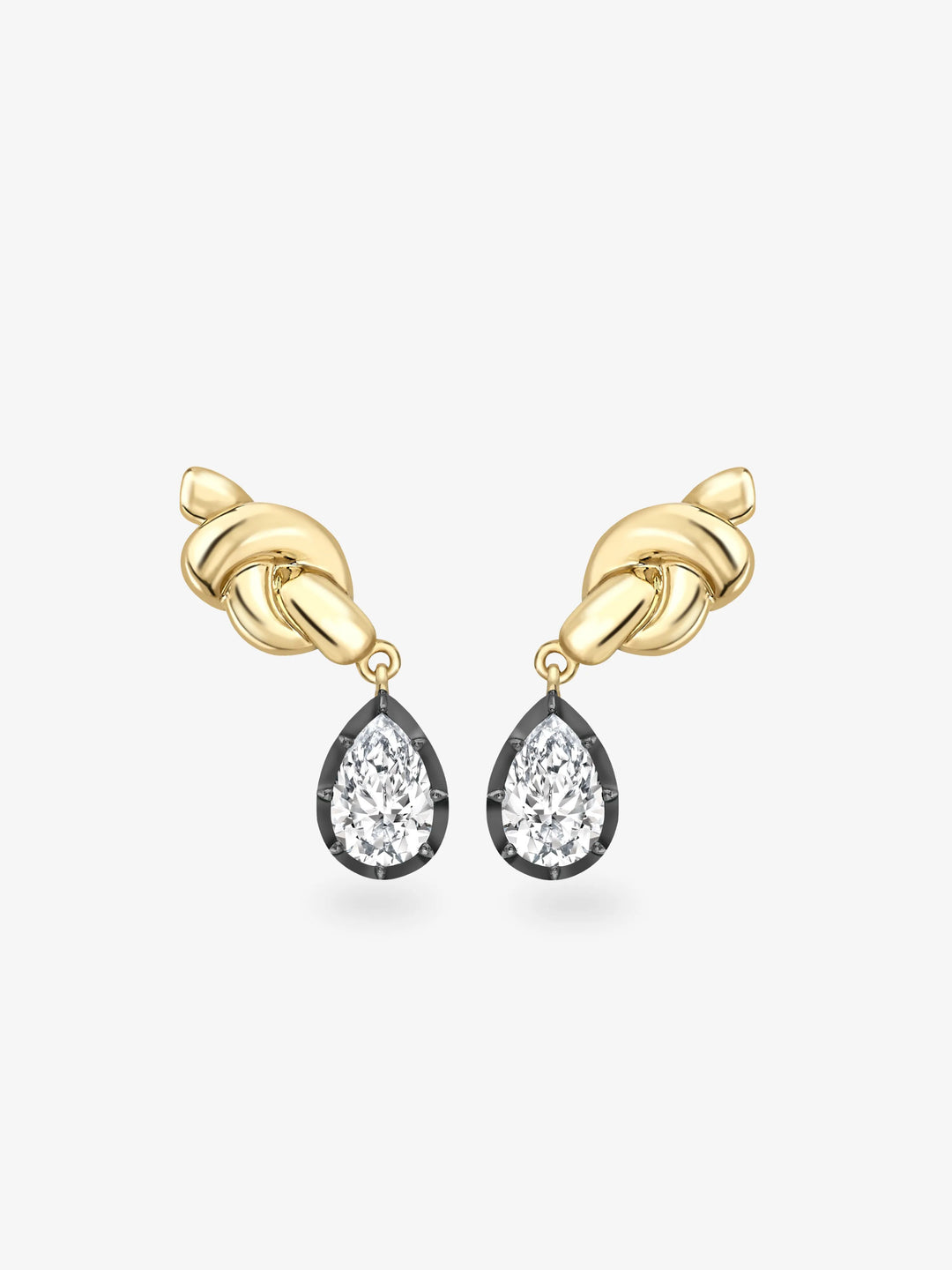 Hello Sailor Pear-Shaped Diamond Hitch Knot Earrings View 1