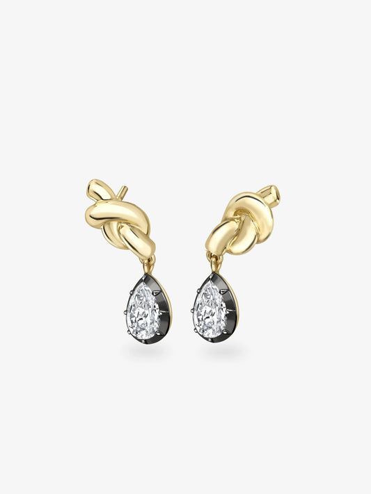 Hello Sailor Pear-Shaped Diamond Hitch Knot Earrings View 2