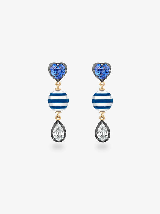 Hello Sailor You're My Anchor Sapphire, Pearl & Diamond Earrings