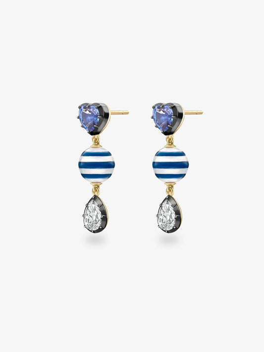 Hello Sailor You're My Anchor Sapphire, Pearl & Diamond Earrings