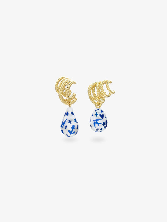 Hello Sailor Rope & Tattoo Pearl Climber Earrings