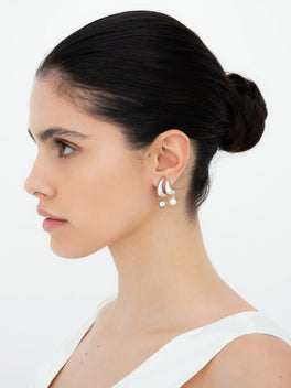 Rush Hour Small 'Til Late White Gold Pearl Earrings