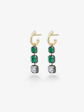 Emerald Cut Emerald & Diamond Gypset Hoop Earrings