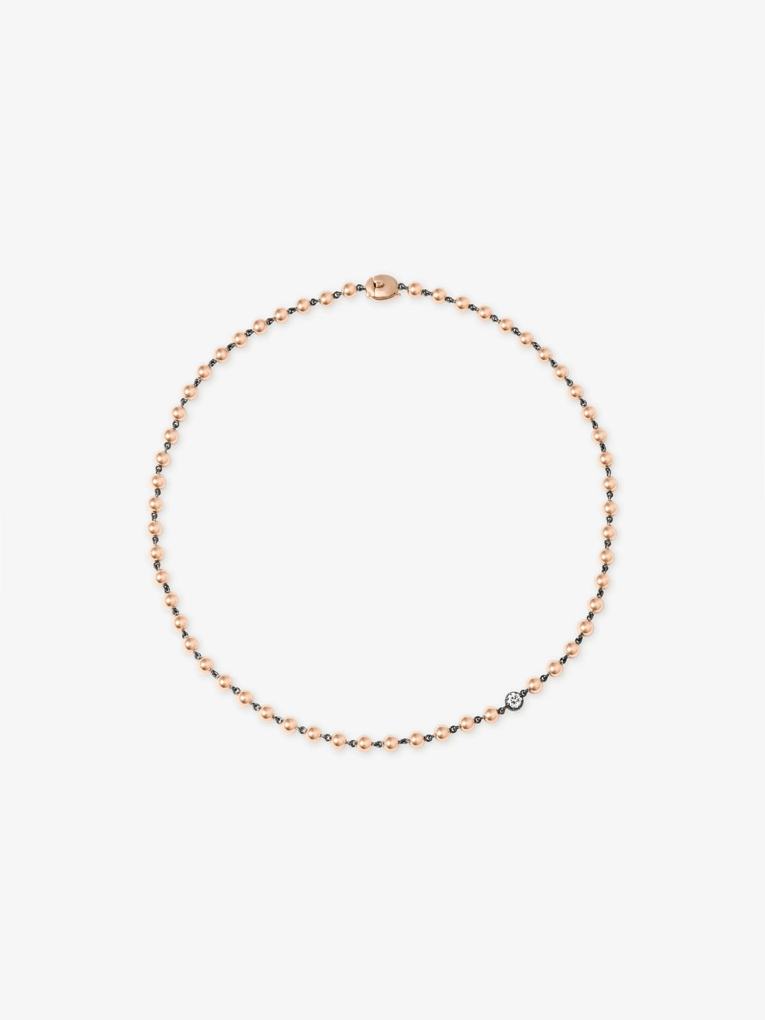 Ball n Chain Rose Gold Diamond 16" Necklace