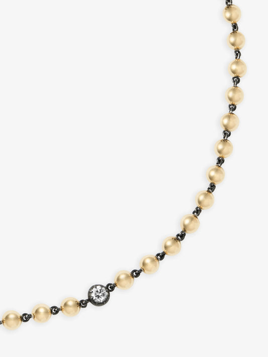 Ball n Chain Yellow Gold Diamond 16" Necklace