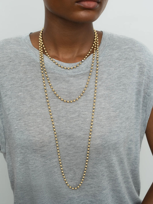 Ball n Chain Yellow Gold 21" Necklace