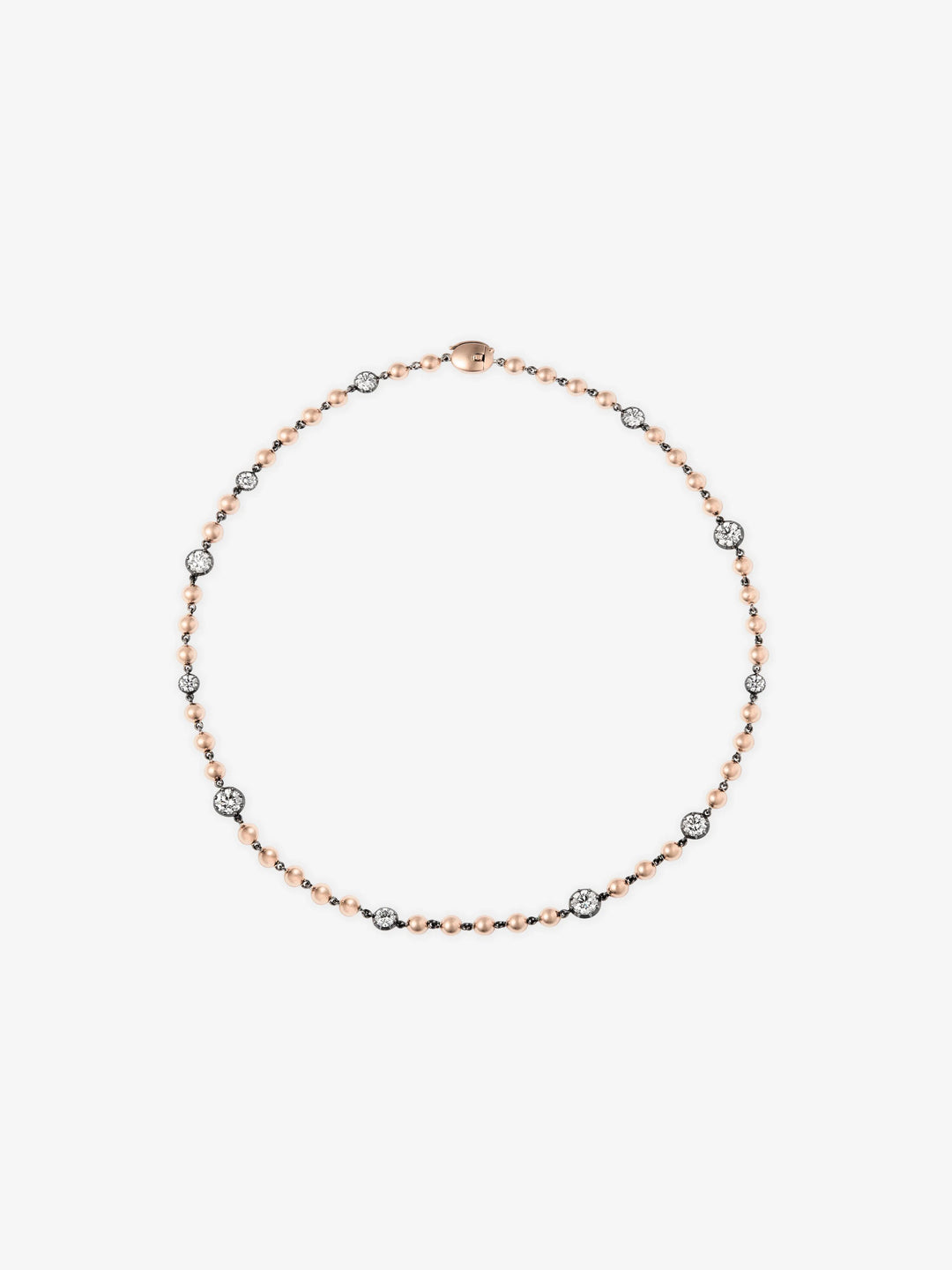 Ball n Chain Rose Gold Multi Diamond 16" Necklace