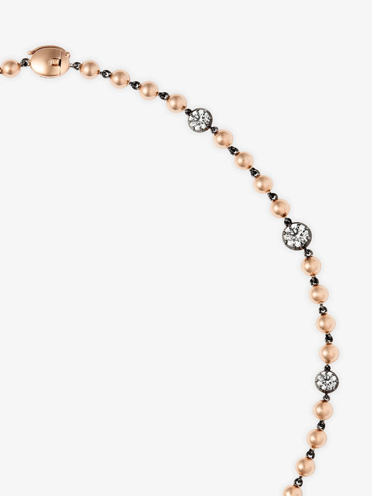 Ball n Chain Rose Gold Multi Diamond 16" Necklace View 4