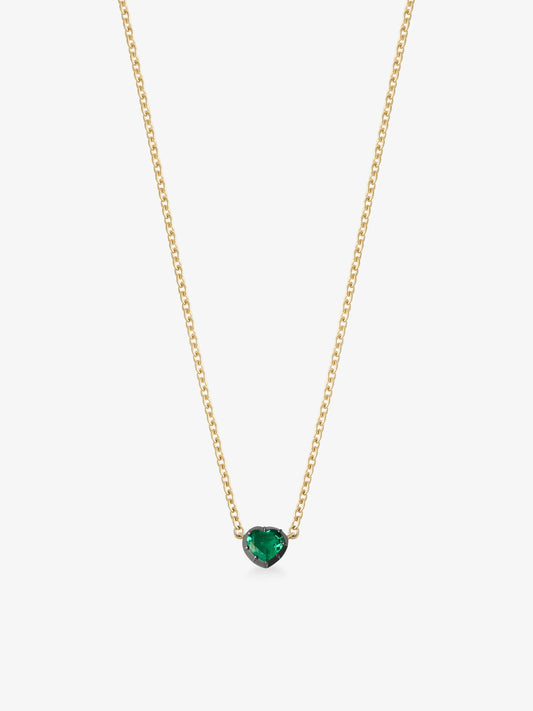 Georgian Cut-Down 0.50ct Heart-Shaped Emerald & Blackened Gold Pendant