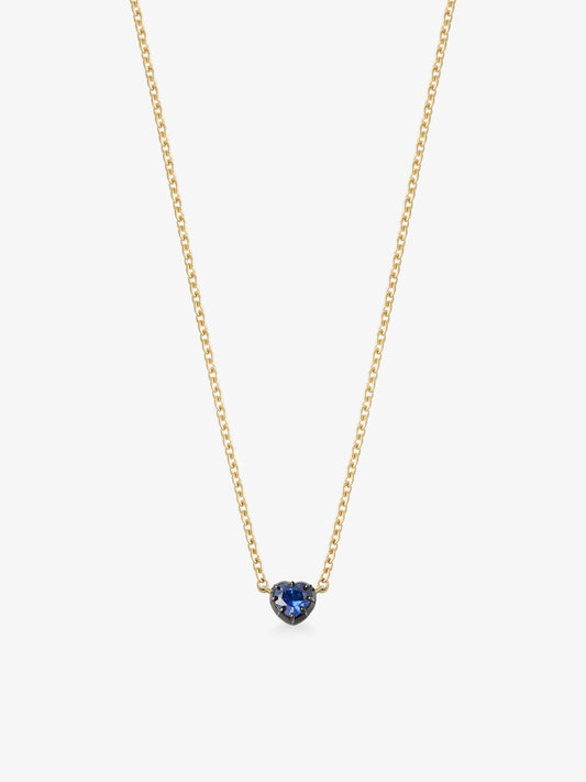 Georgian Cut-Down 0.50ct Heart-Shaped Sapphire & Blackened Gold Pendant